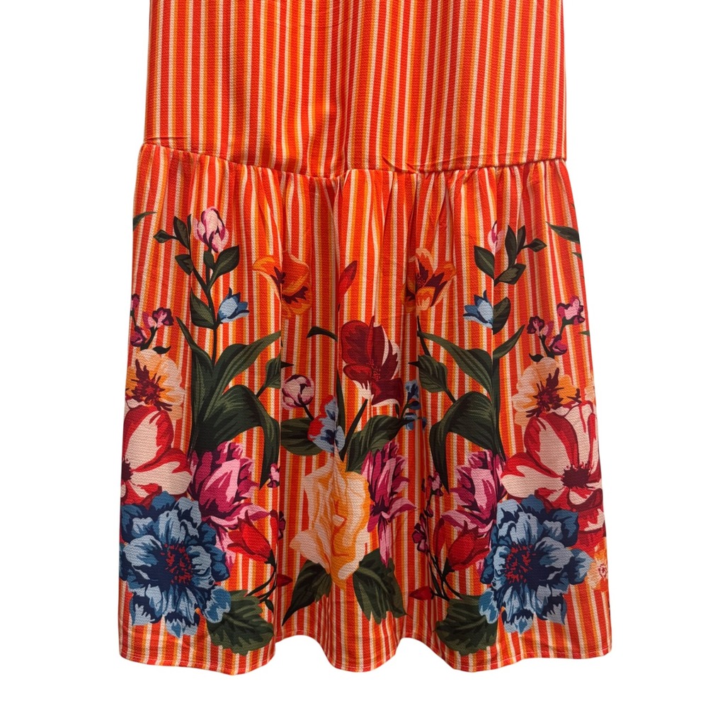 Lulu's Roam the Riviera Orange Multi Striped Button-Up Maxi Dress Size Small EUC - Picture 13 of 15